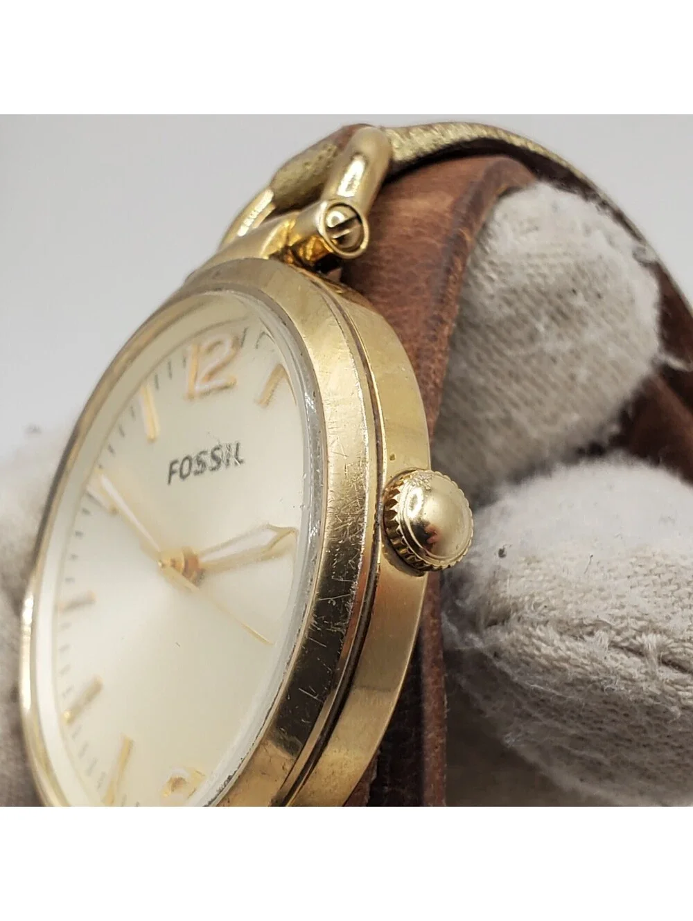 Fossil Georgia Womens Watch 32mm Gold Tone New Battery